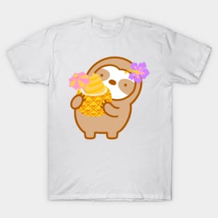 Cute Hawaiian Pineapple Soft Serve Sloth T-Shirt